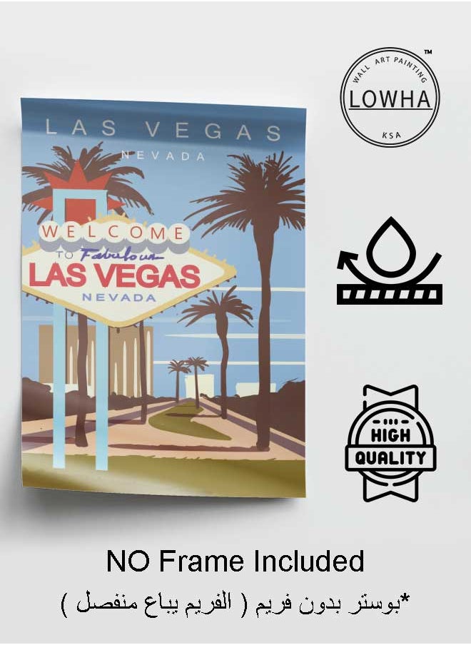 LOWHA Poster Painting Art With Four Separate Pieces Of Double-Sided Stickers Las Vegas Nevada For Home Bedroom Living Room And Office Decor  - Image 3