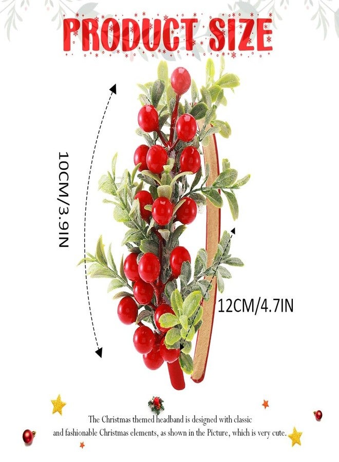 GORTIN Christmas Headbands Xmas Flower Headband Red Berries Hair Hoop Snow Christmas Wreath Hair Band Holiday Party Costume Hair Accessory for Women - Image 4