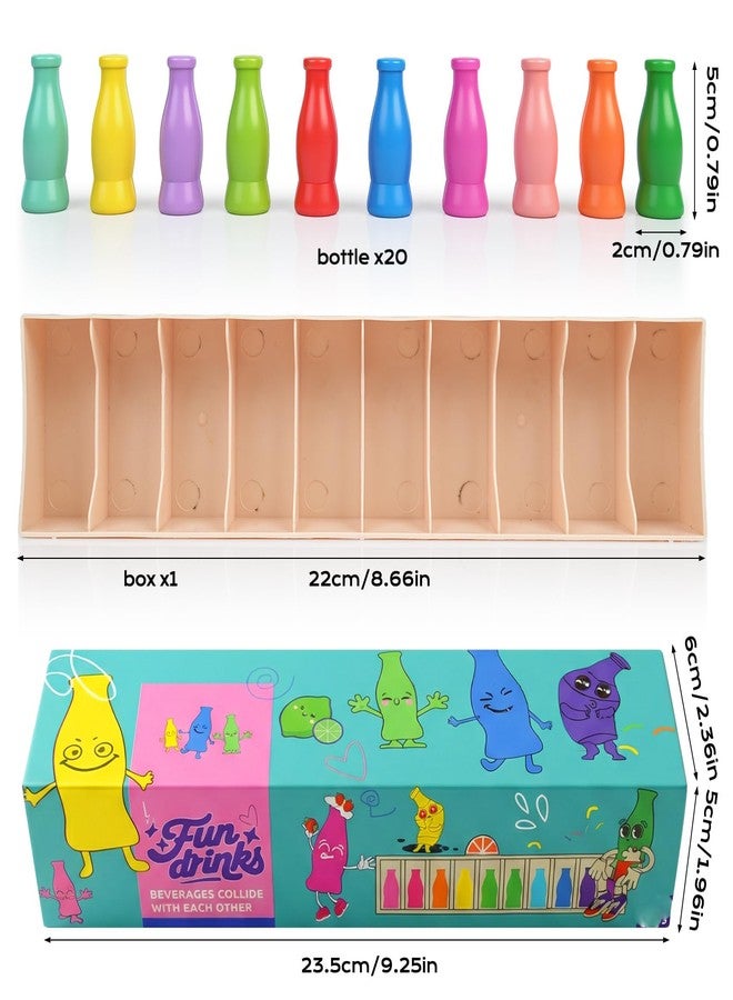 Foleto Bottle Flip Challenge Game, Color Match Interactive Sorting Toy with 20 ABS Bottles, Dual-Mode Brain Training Game Portable Party Family Group Challenge - Image 2