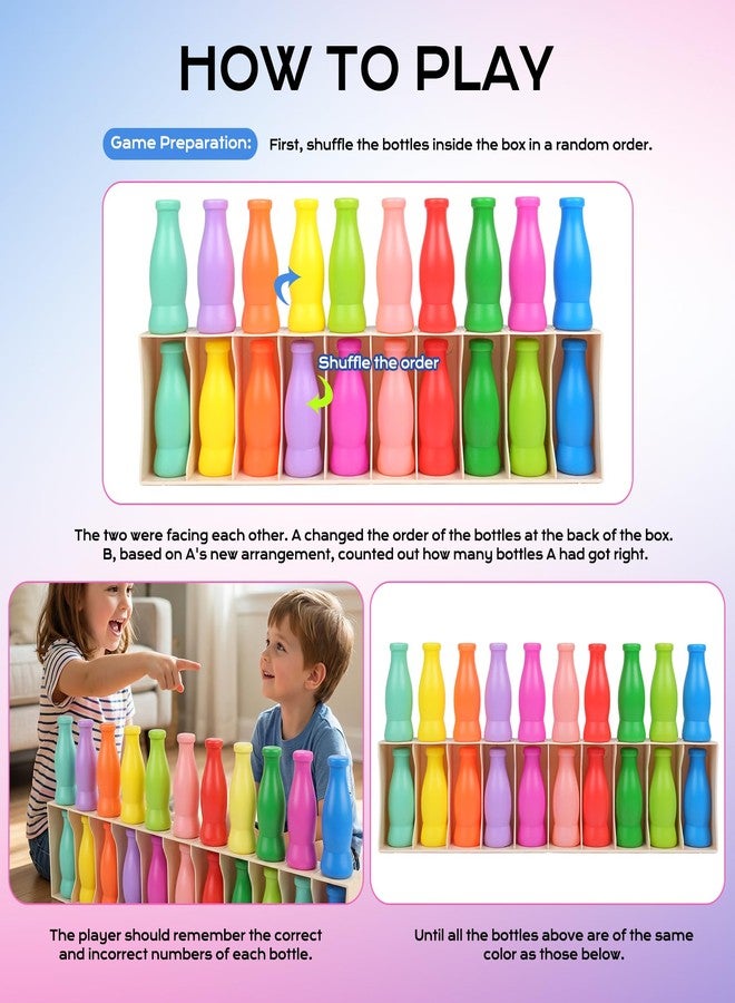 Foleto Bottle Flip Challenge Game, Color Match Interactive Sorting Toy with 20 ABS Bottles, Dual-Mode Brain Training Game Portable Party Family Group Challenge - Image 5