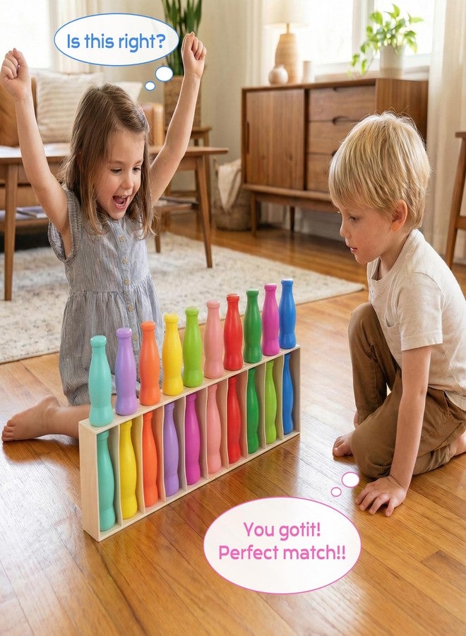 Foleto Bottle Flip Challenge Game, Color Match Interactive Sorting Toy with 20 ABS Bottles, Dual-Mode Brain Training Game Portable Party Family Group Challenge - Image 4