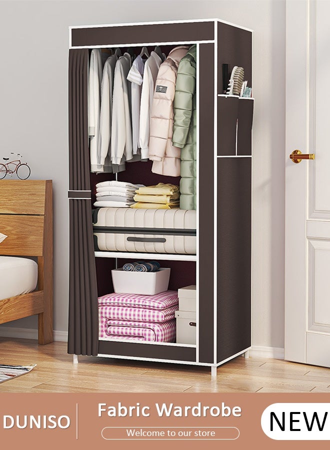 DUNISO Portable Wardrobe Clothes Storage Cabinet Dustproof Deisgn Portable Closet Organizer with Non-woven Fabric Quick and Easy to Assemble Extra Strong and Durable for Hanging Clothes  in Bedrooms and Apartments - Image 1