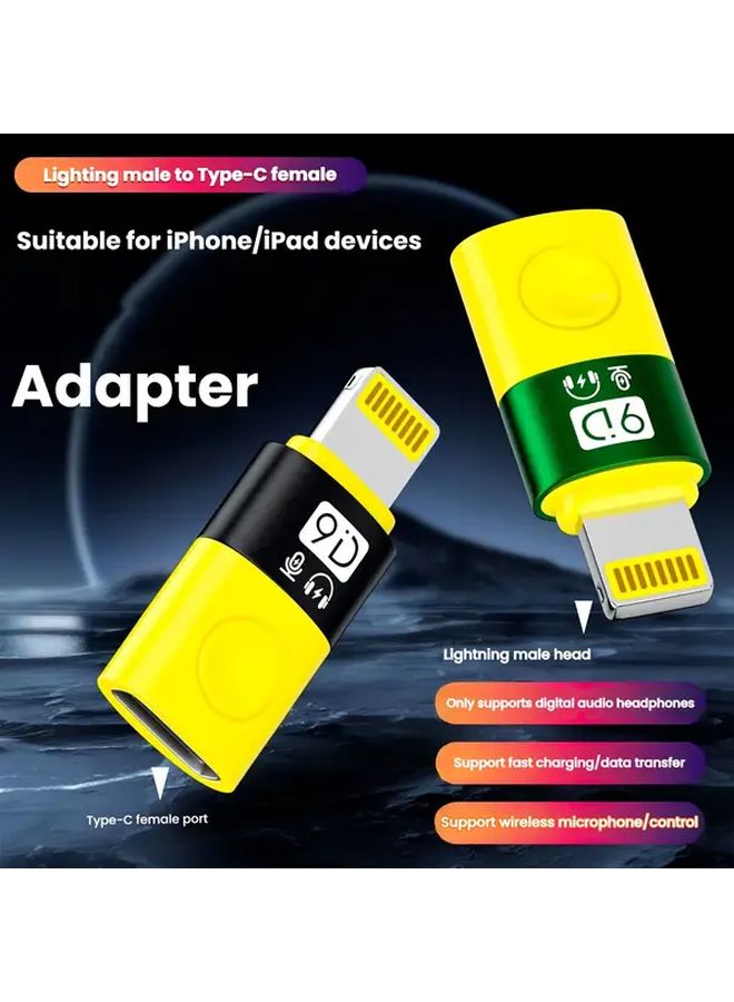 Green USB to Type-C Lightning Adapter with Audio and Charging for iPhone - Image 3