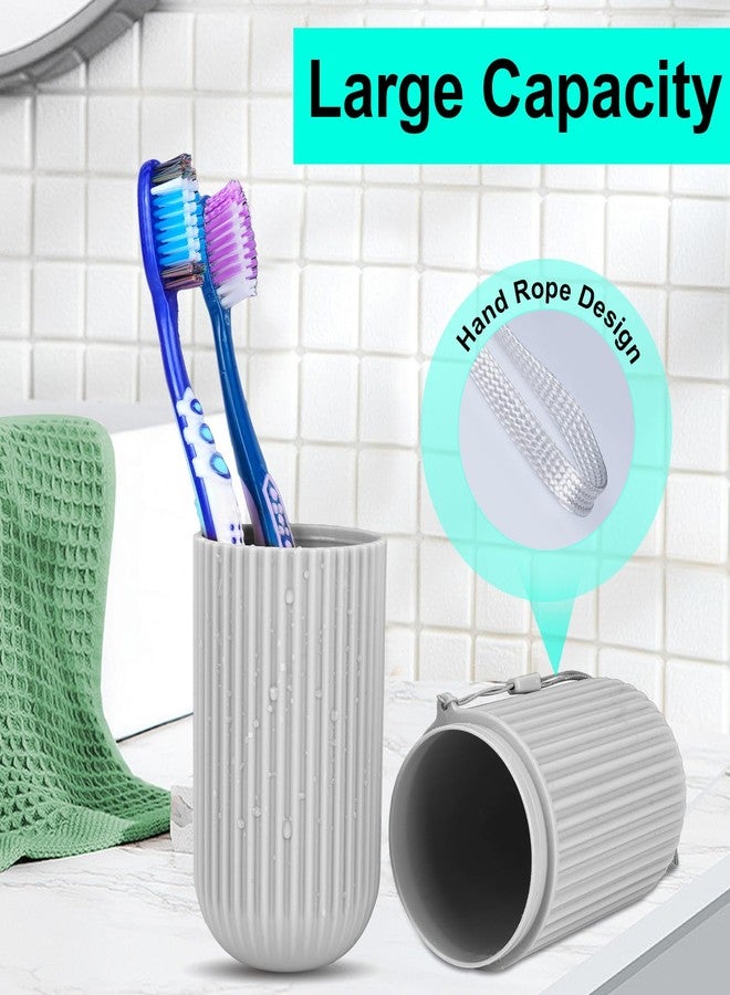 UCEC Toothbrush Cup, Portable Travel Toothbrush Holder Case, Toothbrush Case Set for Camping, Traveling, Home, School, Business, Bathroom, 2 Pack (Green, Grey) - Image 3