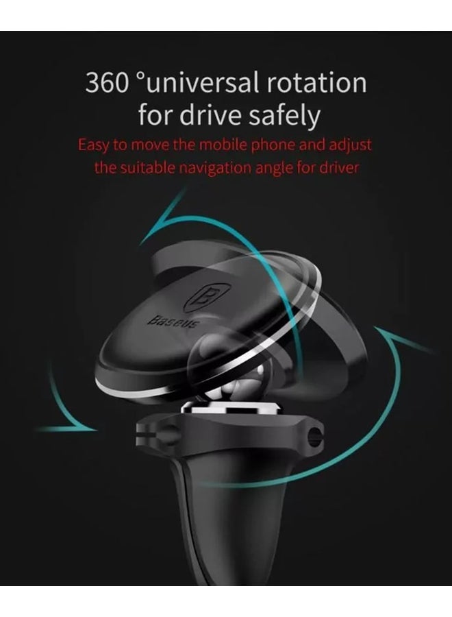 NIBEMINENT Magnetic Air Vent Car Mount Holder With Cable Clip Black - Image 2