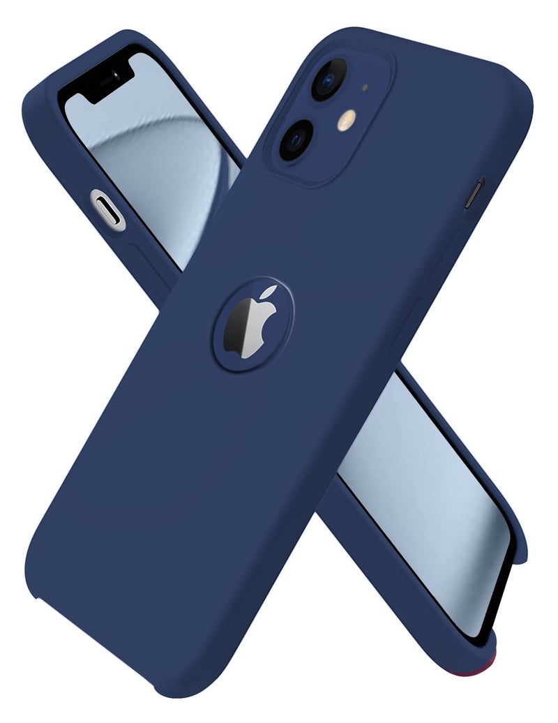 VONZEE Liquid Silicone Soft Back Cover for iPhone 12 Mini Case, Shockproof Slim Camera & Full Body Protection Non Yellowing Cover with Microfiber Lining & Logo Cut (5.4 Inch) -Blue - Image 1