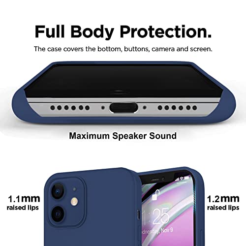 VONZEE Liquid Silicone Soft Back Cover for iPhone 12 Mini Case, Shockproof Slim Camera & Full Body Protection Non Yellowing Cover with Microfiber Lining & Logo Cut (5.4 Inch) -Blue - Image 3