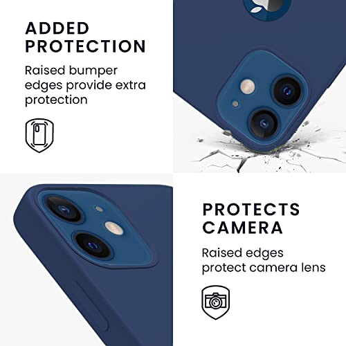 VONZEE Liquid Silicone Soft Back Cover for iPhone 12 Mini Case, Shockproof Slim Camera & Full Body Protection Non Yellowing Cover with Microfiber Lining & Logo Cut (5.4 Inch) -Blue - Image 5