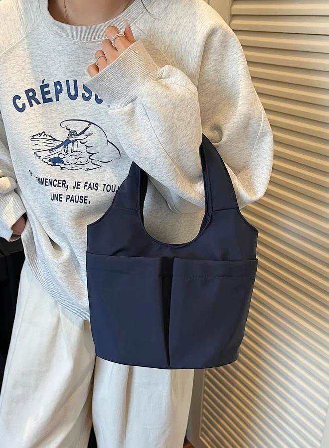 تايك تو Blue Shoulder Bag with Button Closure