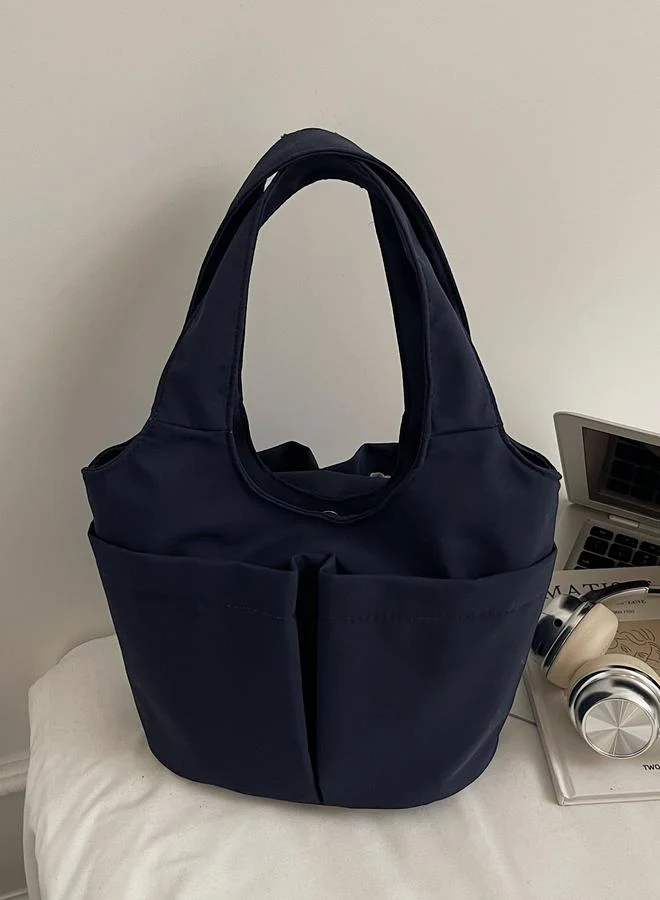 تايك تو Blue Shoulder Bag with Button Closure