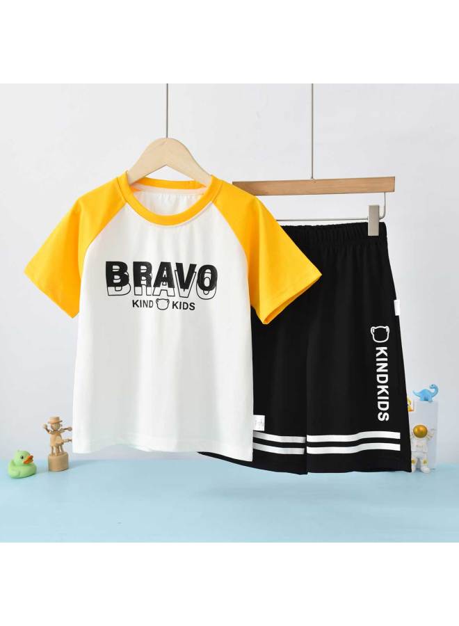 Bornbay boys & Girls Summer Outfit - Kids Casual Sportswear Set With Short Sleeve & Shorts - Image 2