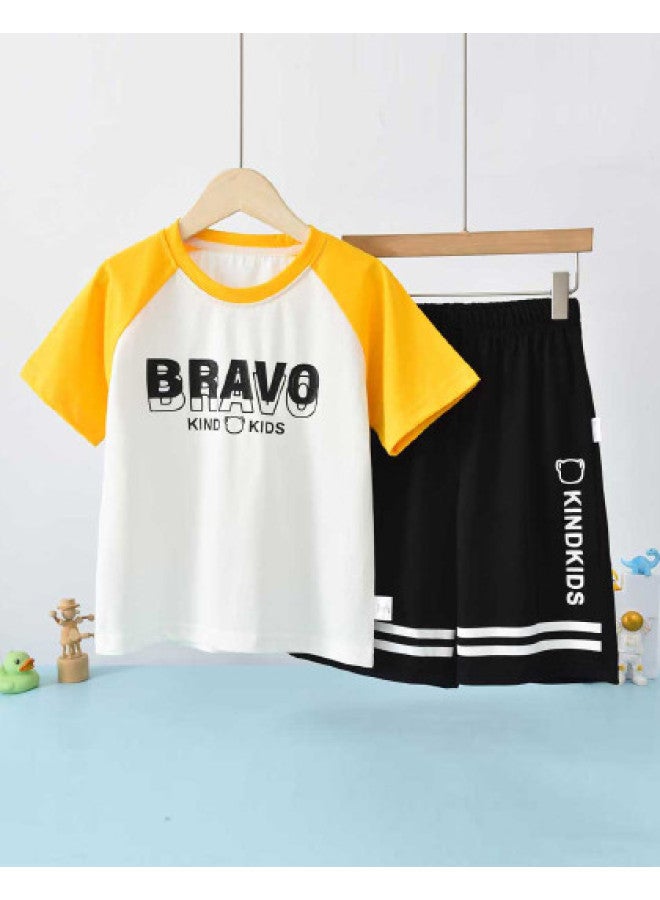 Bornbay boys & Girls Summer Outfit - Kids Casual Sportswear Set With Short Sleeve & Shorts - Image 1