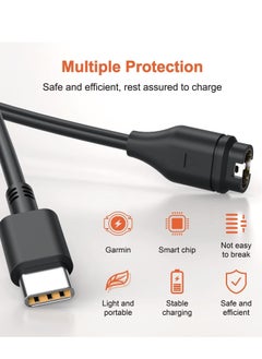 KASTWAVE Charger Cable for Garmin Watches Fenix7 5x 6 6x 6s Pro, Etc., Type C Interface Charging Cable 1m Long Universal Portable Replacement Watch Data Cable (black)  - Image 4