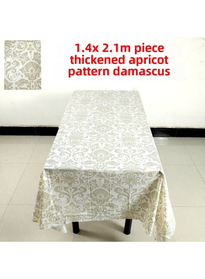 Disposable Tablecloth Thickened Plastic PE Waterproof Tablecloth Printed Table Cloth Party Red Plaid Picnic Outing Wedding-Color:1.4x 2 Rice Apricot Pattern - Image 1