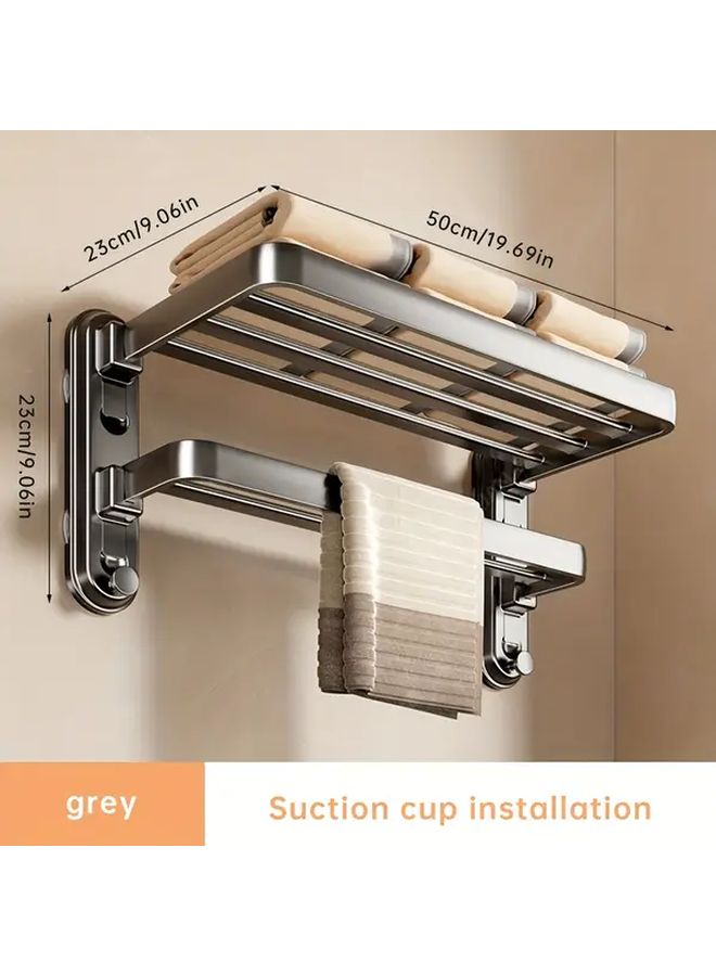 Large Suction Cup Towel Rack No Drill Wall Mounted Heavy Duty Aluminum For Shower - Image 3