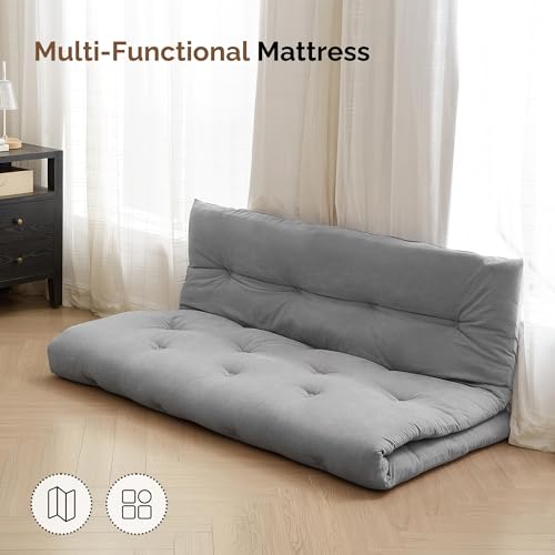 IMSMARTMART Mattress Japanese Floor Mattress Folding Roll Up Bed Topper Mat for Guest,Lounger and Tavel 72X36 Inches Grey - Image 4