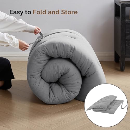 IMSMARTMART Mattress Japanese Floor Mattress Folding Roll Up Bed Topper Mat for Guest,Lounger and Tavel 72X36 Inches Grey - Image 5