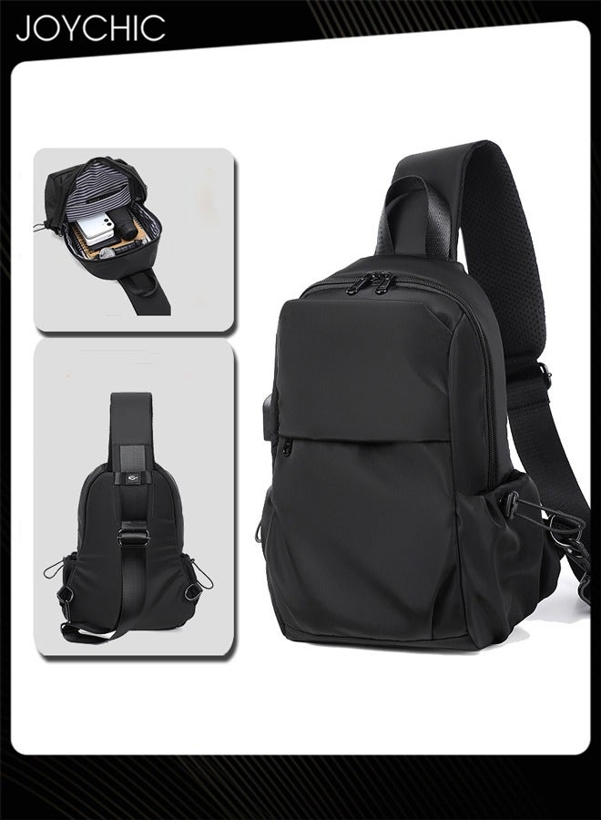 Joychic حقيبة صدر للرجال حقيبة كروس بودي كاجوال للرياضات الخارجية والسفر وحقيبة صدر للأعمال وحقيبة ظهر يومية مقاومة للماء باللون الأسود - Image 1