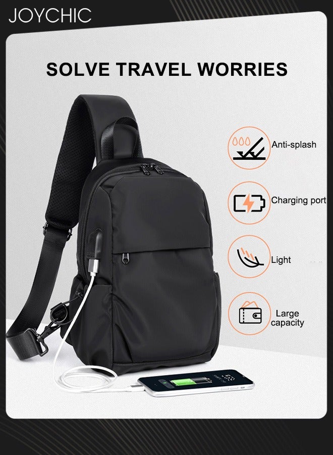 Joychic حقيبة صدر للرجال حقيبة كروس بودي كاجوال للرياضات الخارجية والسفر وحقيبة صدر للأعمال وحقيبة ظهر يومية مقاومة للماء باللون الأسود - Image 3