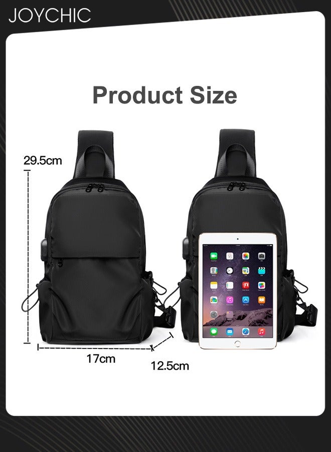 Joychic حقيبة صدر للرجال حقيبة كروس بودي كاجوال للرياضات الخارجية والسفر وحقيبة صدر للأعمال وحقيبة ظهر يومية مقاومة للماء باللون الأسود - Image 5