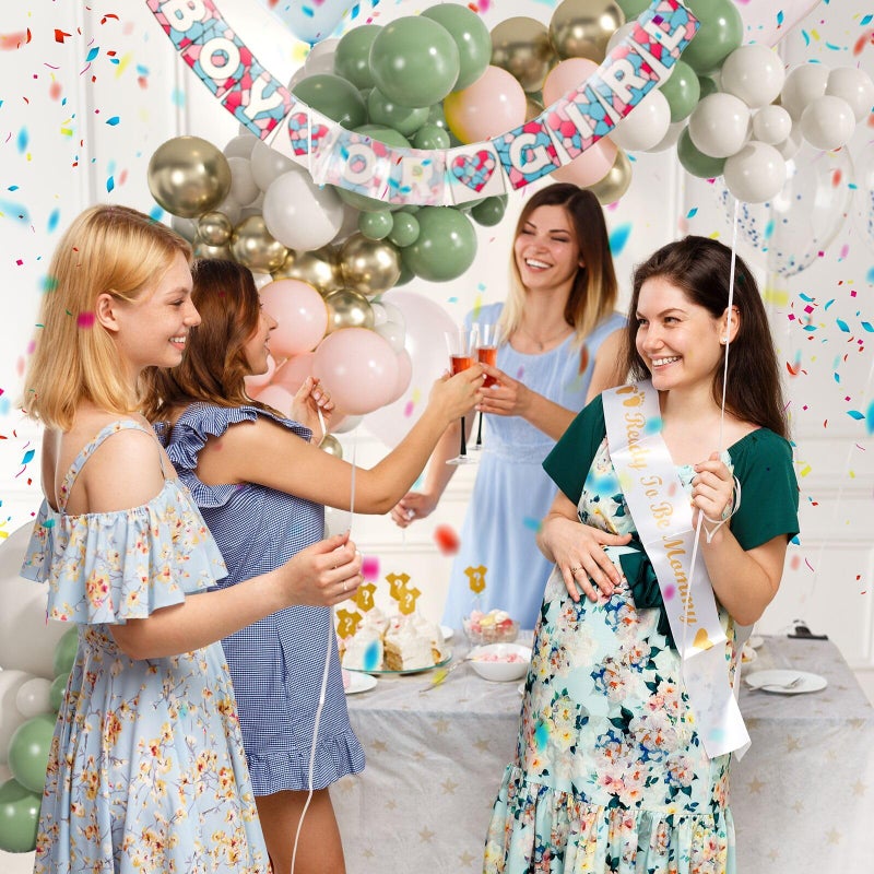 OWPFJG Sage Green Gold Pink Balloon Arch Kit, 163pcs Olive Green Pink Sand White Balloons for Birthday Wedding Baby Shower Gender Reveal Anniversary Bachelorette Parties - Image 5