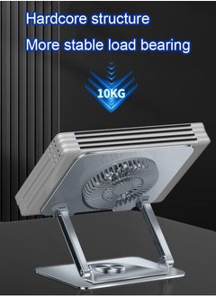 MissTiara Rotatable Laptop Stand for Desk Ergonomic, Upto 17 inch, 360° Rotating, Foldable, Multi Angle Adjustment, Type C Detachable RGB Magnetic Fan, Anti-Slip Silicone Pads, Carbon Steel Body  - Image 2