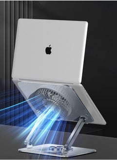 MissTiara Rotatable Laptop Stand for Desk Ergonomic, Upto 17 inch, 360° Rotating, Foldable, Multi Angle Adjustment, Type C Detachable RGB Magnetic Fan, Anti-Slip Silicone Pads, Carbon Steel Body  - Image 4