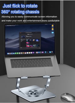 MissTiara Rotatable Laptop Stand for Desk Ergonomic, Upto 17 inch, 360° Rotating, Foldable, Multi Angle Adjustment, Type C Detachable RGB Magnetic Fan, Anti-Slip Silicone Pads, Carbon Steel Body  - Image 5