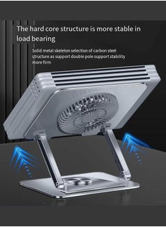 MissTiara Rotatable Laptop Stand for Desk Ergonomic, Upto 17 inch, 360° Rotating, Foldable, Multi Angle Adjustment, Type C Detachable RGB Magnetic Fan, Anti-Slip Silicone Pads, Carbon Steel Body  - Image 3