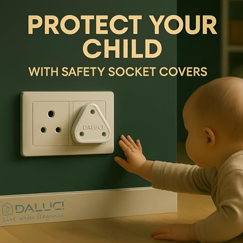DALUCI Baby Safety Socket Plug Covers 10 Pcs Child Proof Electric Socket Protector for Switch Board – Dummy Plug Cover Guards for Kids Safety (Pack of 10, White) - Image 5