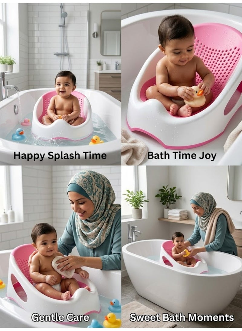LO.BABY.VE Baby Bath Seat, Baby Bathing Aid, Safety-conscious, slip-resistant design; breathable, skin-friendly PVC material; ergonomic shape; portable and easy to store - Image 2