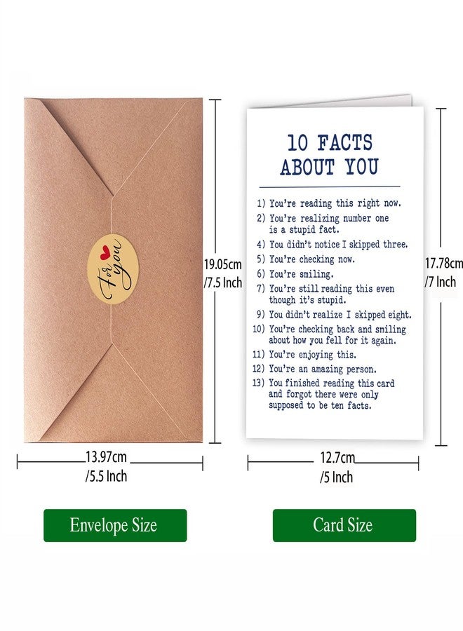 Fwnrmd Funny Birthday Card - “10 Facts About You” Humor Card, Clever Joke Greeting Card for Friends, Family & Coworkers, 5x7 Inch Folded with Envelope & Sticker - Image 4