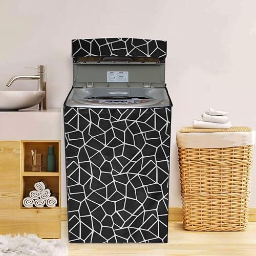 Wings Star LG Top Load Washing Machine Cover for 6 kg, 6.2 Kg, 6.5 Kg, 7 Kg (58 X 58 X 88 cm) | Waterproof & Dust-Proof Top Loading Fully Automatic Washing Machine Cover for LG, (Black Marjorie Rice) - Image 1