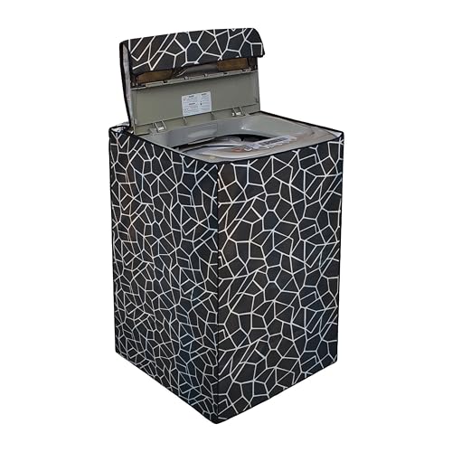 Wings Star LG Top Load Washing Machine Cover for 6 kg, 6.2 Kg, 6.5 Kg, 7 Kg (58 X 58 X 88 cm) | Waterproof & Dust-Proof Top Loading Fully Automatic Washing Machine Cover for LG, (Black Marjorie Rice) - Image 2