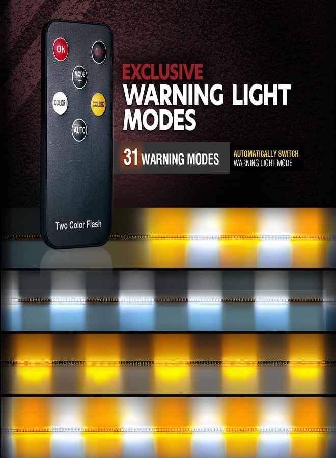 OPT7 2PCS 78" LED Strobe Light Strips - Weatherproof Running Board Emergency Lights with Remote Control, Amber & White Flashing Lights with 31 Warning Modes for Truck Construction Vehicles Pickups - Image 3