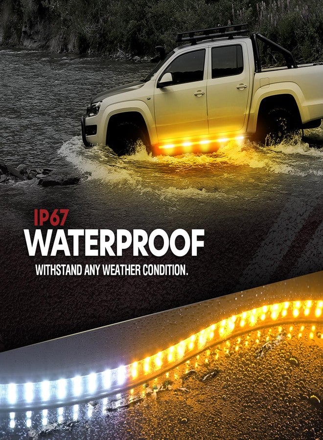 OPT7 2PCS 78" LED Strobe Light Strips - Weatherproof Running Board Emergency Lights with Remote Control, Amber & White Flashing Lights with 31 Warning Modes for Truck Construction Vehicles Pickups - Image 5