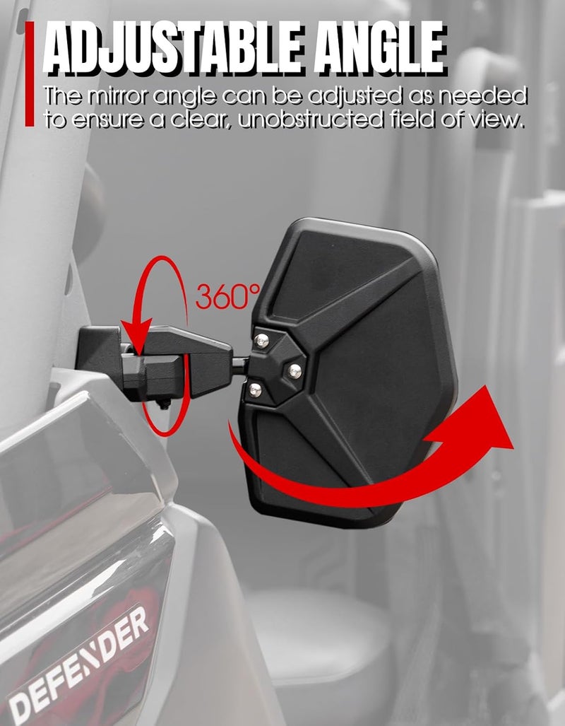 A & UTV PRO Adjustable Side Mirrors for Can-Am Defender - Image 3