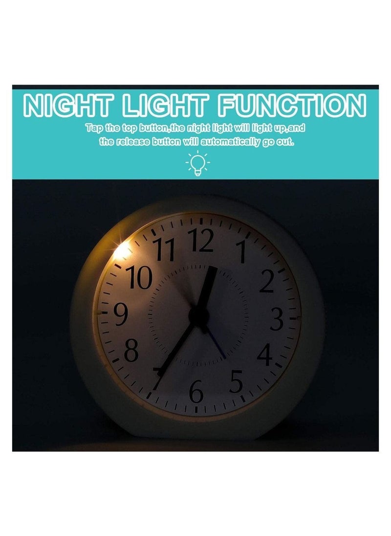 Generic - 1 Piece Analog Alarm Clock 4 Inch Ultra Silent No Tick Small Clock with Snooze and Night Light Battery Powered Travel Alarm Clock - Image 1