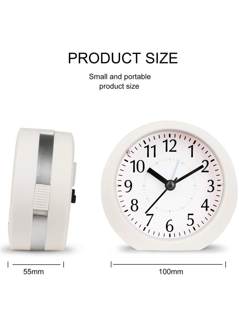 Generic - 1 Piece Analog Alarm Clock 4 Inch Ultra Silent No Tick Small Clock with Snooze and Night Light Battery Powered Travel Alarm Clock - Image 1
