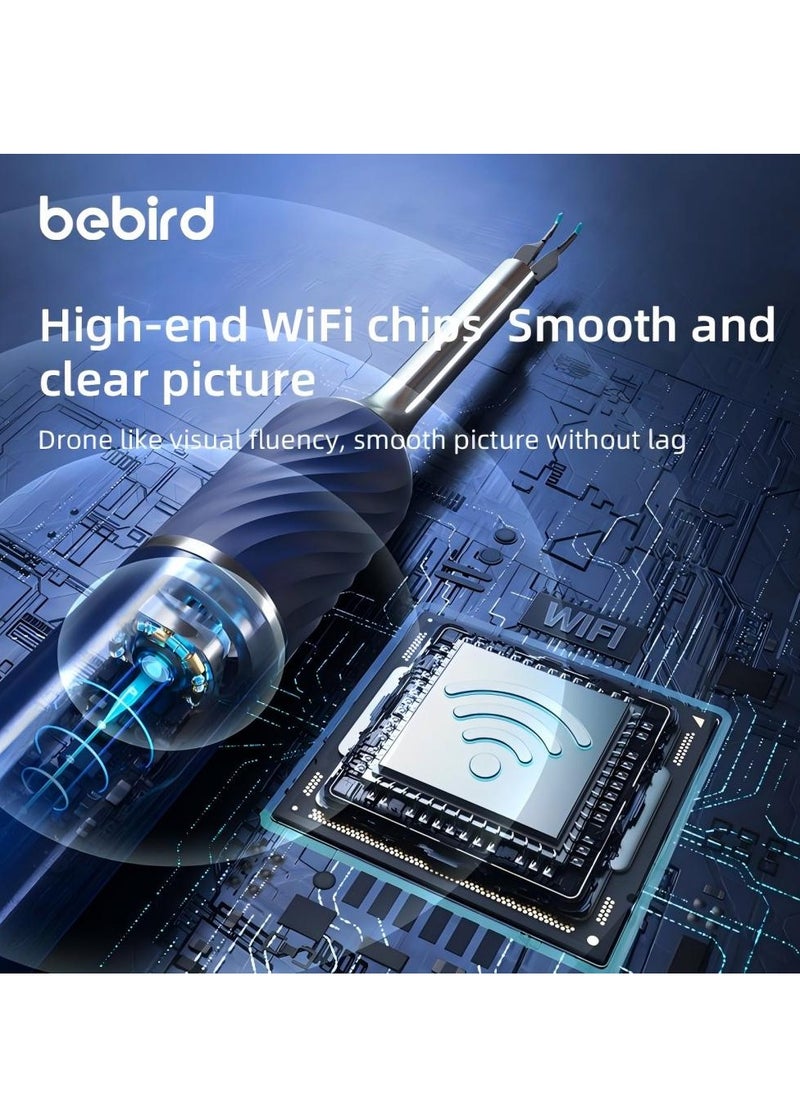 Bebird - Bebird Note 5 Ear Wax Removal Kit Wi-Fi Visible Wax Elimination Spoon 10 Megapixels HD with 4 LED Lights for Ear Cleaning, Blue - Image 1