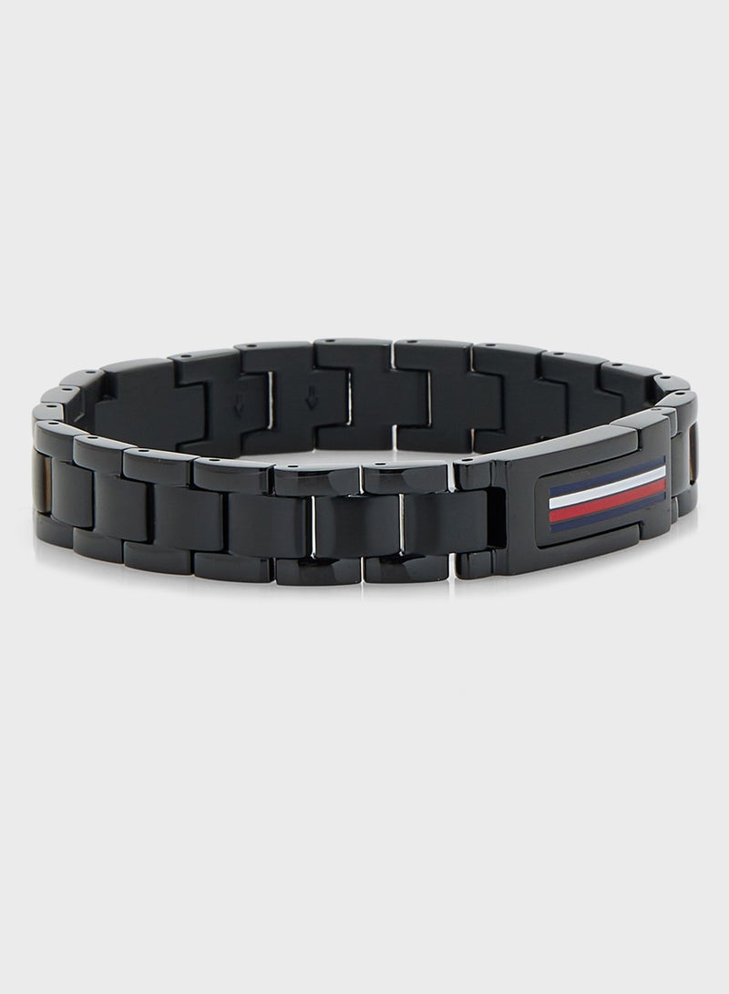 تومي هيلفيغر سوار تومي هيلفيغر للرجال من الفولاذ الأسود المطلي أيونيًا - Image 2