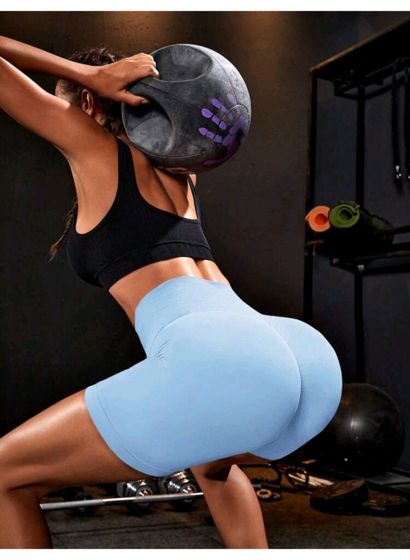 Sweet Cathy Seamless Yoga Shorts High Waist Sportswear Tummy Control Butt Lift Stretchable Tights Waist Compression Scrunch Butt Fitness Gym Stretchable for Women - Image 5