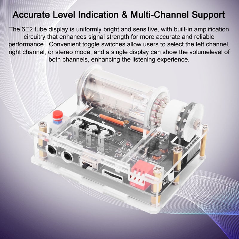USB Low Voltage 6E2 Electronic Tube Driver Board Nostalgic VU Meter Level Indicator Board Car Music Ambient Light with Dynamic Light Adjustment Function Built-in Sound Pickup - Image 2