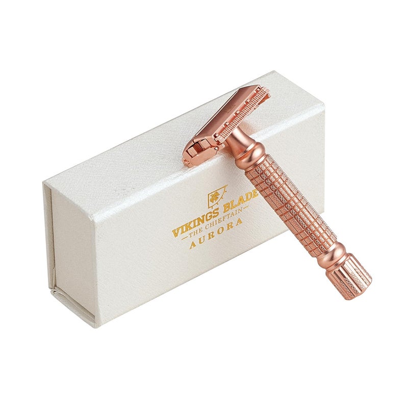 VIKINGS BLADE Double Edge Safety Razor + 5 Swedish Steel Blades + Luxury Case. Smooth, Reusable, Recyclable (Chieftain "Hera") - Image 5