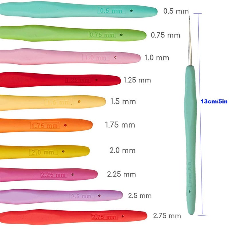 MTGHYARE 4 Pieces Small Sizes Crochet Hooks Hair Needles Lace Crochet Hooks 1 mm, 1.25 mm, 1.5 mm, 1.75 mm Ergonomic Soft Handle Thread Crochet Hook Lace Crochet Knitting Needles - Image 4