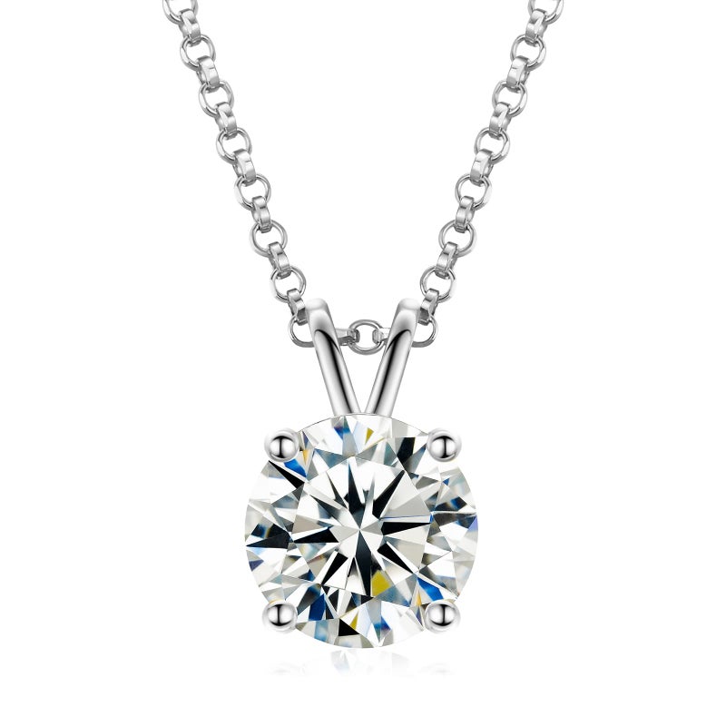 TUHE Moissanite Necklace for Women,0.1CT-12.0CT Lab Created Diamond Pendant 18K White/Yellow Gold Plated Sterling Silver Necklace Round Moissanite Pendant Diamond Solitaire Necklace Gift for Mother Mom - Image 1