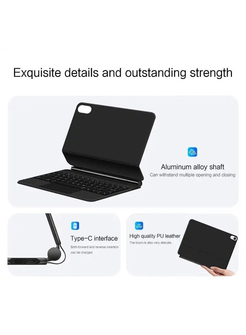 Magnetic Keyboard for iPad 11" (A16, 2025) / iPad 10th Generation 10.9" (2022), Magic Keyboard for iPad 11/10, Multi-Touch Trackpad, 7 Colors Backlit Keys, Arabic + English, Red - Image 2