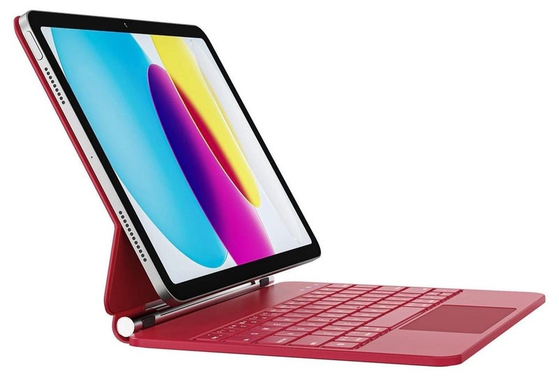 Magnetic Keyboard for iPad 11" (A16, 2025) / iPad 10th Generation 10.9" (2022), Magic Keyboard for iPad 11/10, Multi-Touch Trackpad, 7 Colors Backlit Keys, Arabic + English, Red - Image 1