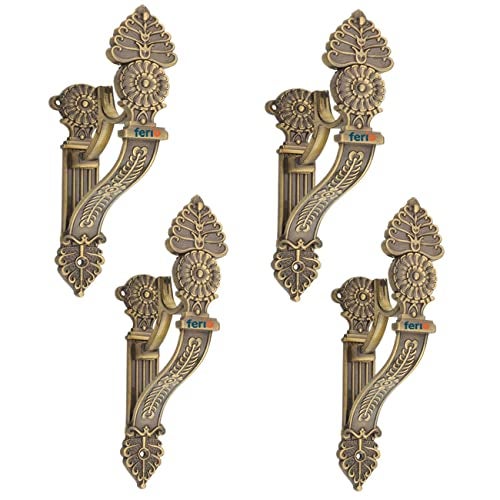 FERIO Heavy Support Curtain Brackets for Door and Window, Pack of 4, Brass Antique - Image 1