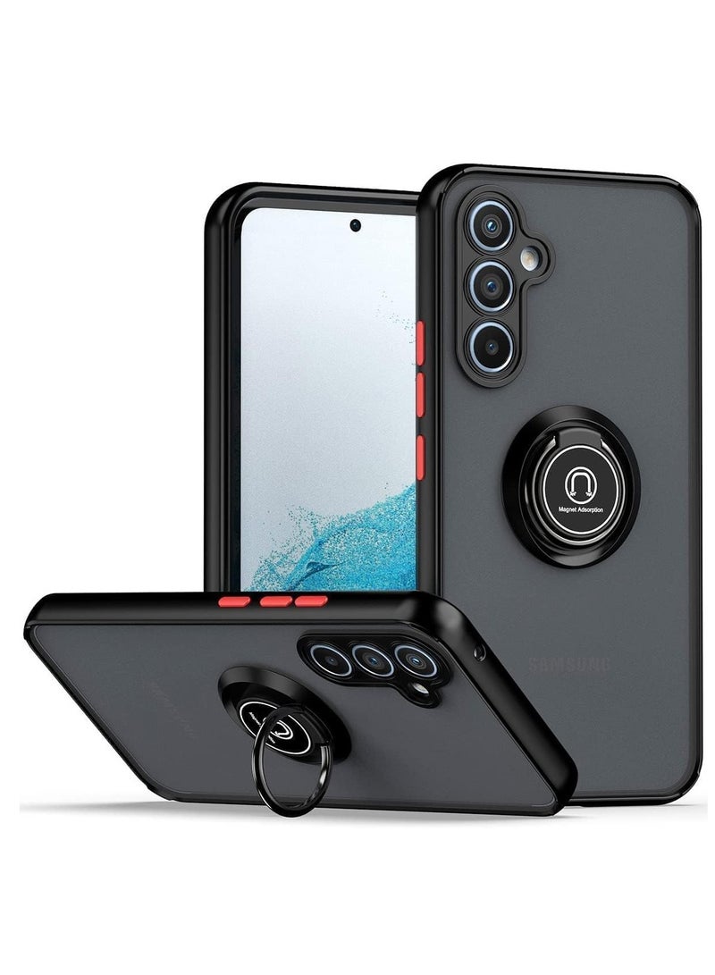 Case for Samsung Galaxy A55 5G with Rotational Metal Ring Kickstand, Anti Fingerprint Scratch Resistance Matte Finish Case Soft TPU Bumper Magnetic Car Mount Cover for Samsung Galaxy A55 5G - Image 1